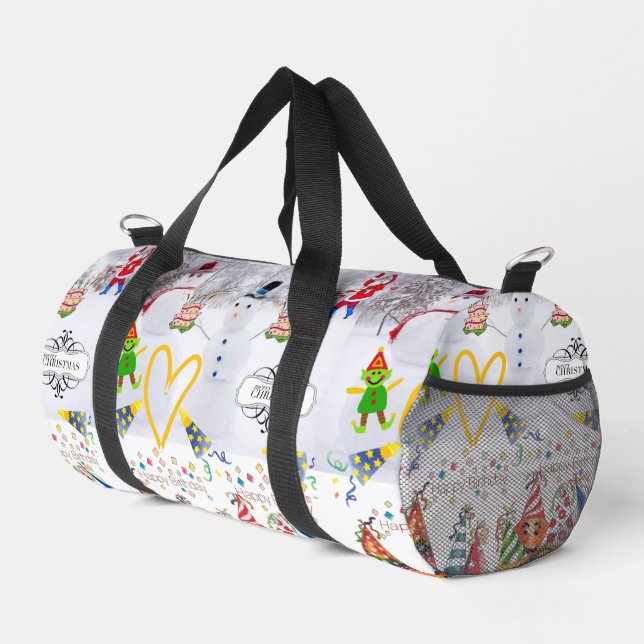 Print Cut Sew Bag Duffel Merry Christmas Birthday (Right Corner)