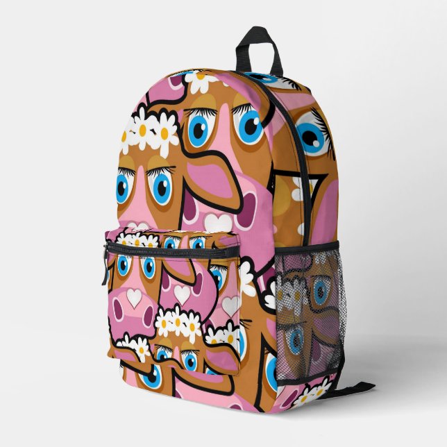 Print Cut Sew Bag Floral Cow Pink (Back Corner Right)