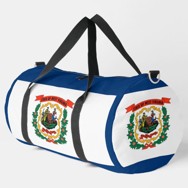 Print Cut Sew Bag, West Virginia flag Duffle Bag (Left Corner)