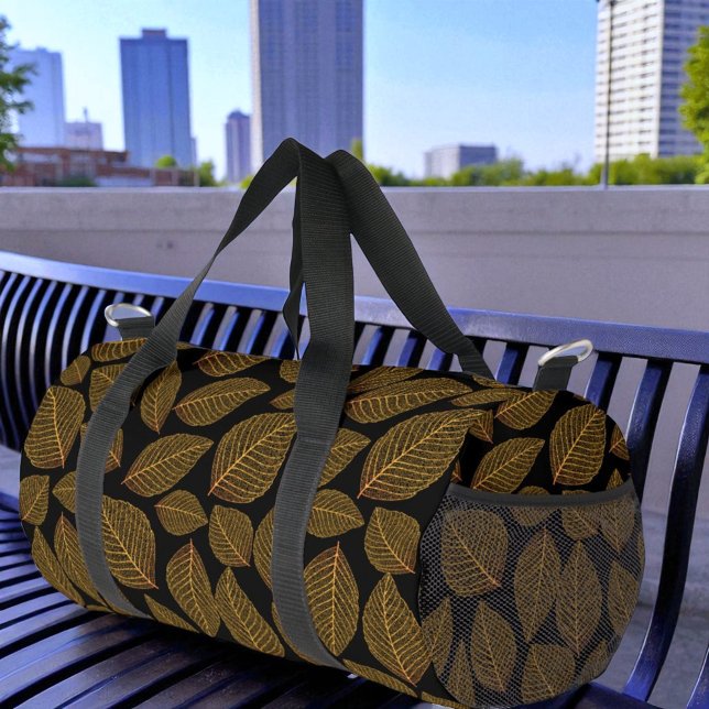 Print CutYellow Leaf Skeleton PatternSew Bag (duffle bag with leaf pattern)