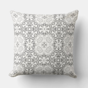 Print monochrome black and white lace pattern of Throw Pillow