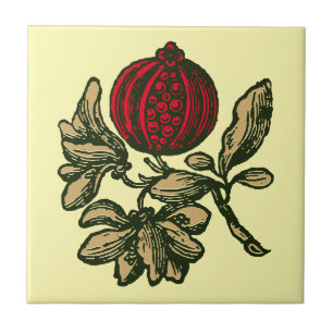 Print of 18th Century Pomegranate Illustration Tile