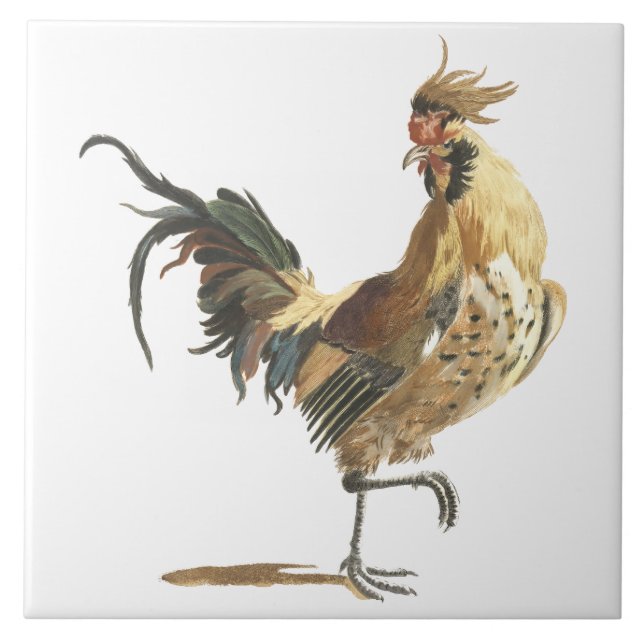 Print of Antique 17th Century Rooster  Tile (Front)