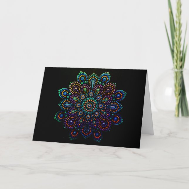 Print of Hand Painted Mandala Blank Note Card (Front)