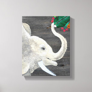 Print of Original Elephant w/ Flowers Painting
