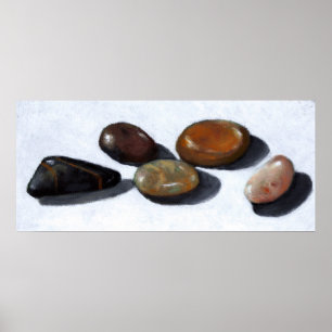 PRINT OF ORIGINAL OIL PASTEL: RIVER ROCKS