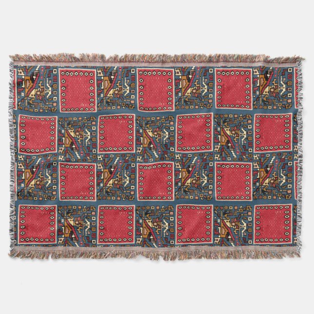 Print of Pre-Columbian Peruvian Moche Pattern Throw Blanket (Front)