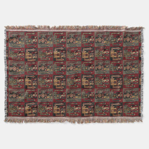 Print of Pre-Columbian Peruvian Wari Pattern Throw Blanket