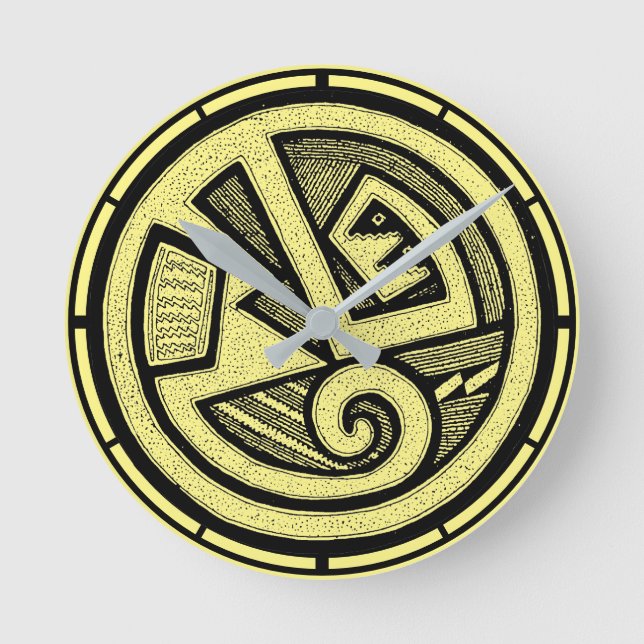 Print of Pueblo Tribal Pottery Southwestern Art Round Clock (Front)