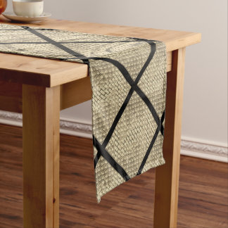 Print of rustic design of format brick wall beige medium table runner