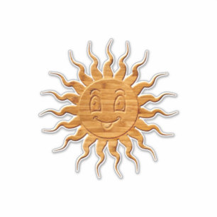 Print Of Smiling Sun Face Carved In Wood