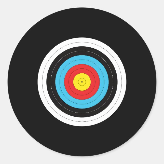 Print On Back Archery Target Classic Round Sticker (Front)