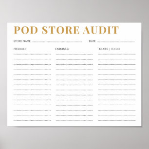 Print on Demand Small Business Store Audit List