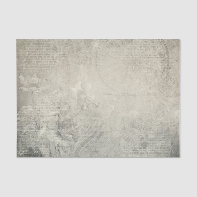 Print Page with Impressed White Flowers Tissue Paper (Front)