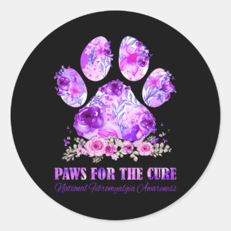Print Paws For The Cure Fibromyalgia Awareness Mon Classic Round Sticker