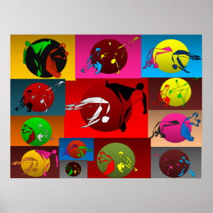 print poster capoeira game sunset