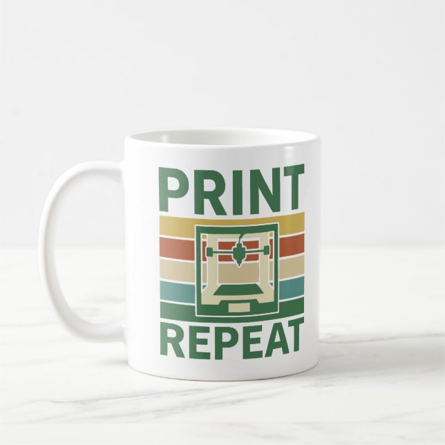 Print Repeat Retro 3D Printer Graphic Tee Coffee Mug (Left)