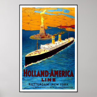 Print Retro Vintage Image Travel Holland - America