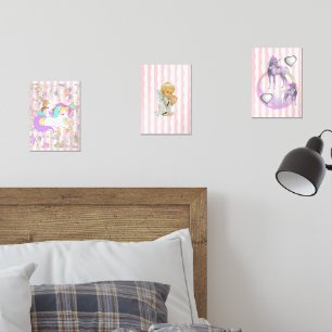 Print Set  Pink & White Stripe Unicorn Angel