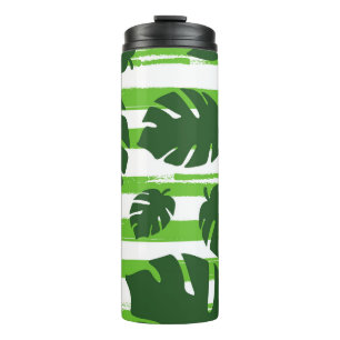 Print summer exotic jungle plant tropical palm lea thermal tumbler