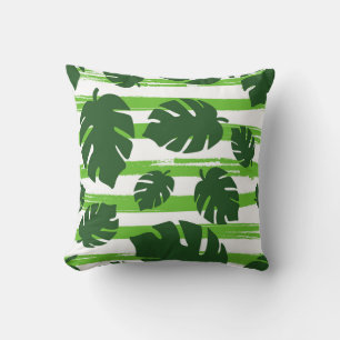 Print summer exotic jungle plant tropical palm lea throw pillow