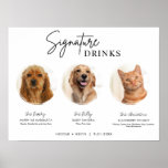 Printable 3 Pets Signature Drinks Sign Wedding Bar<br><div class="desc">Include your fur babies in your wedding with this cute editable pet wedding signature drink sign that features a circle frame to feature your pet's picture along with your signature wedding drink and recipe. Printable wedding signs are the perfect way to print your wedding signs at home. Simply download the...</div>