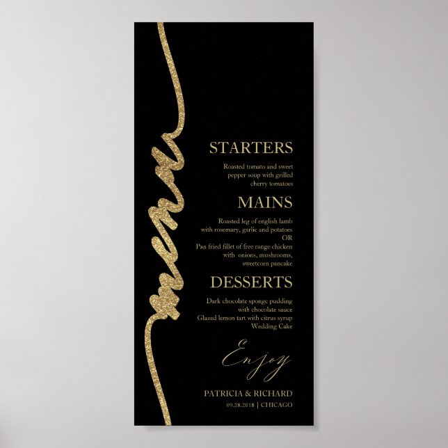 Printable 4x9 Wedding Menu Card For Plate Poster (Front)