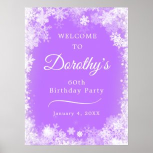 Printable 60th Birthday Snowflake Purple Welcome Poster