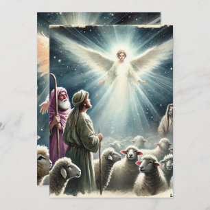 Printable Angel & Shepherds Nativity Scrapbook Invitation