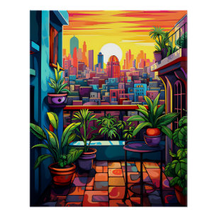[Printable Art] Sunset in a City, Matisse Style Poster