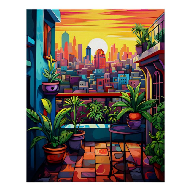[Printable Art] Sunset in a City, Matisse Style Poster (Front)