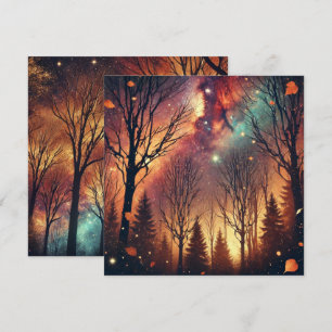 Printable Autumn Galaxy Twilight Forest Scrapbook Invitation
