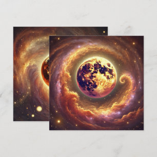 Printable Autumnal Galaxy Harvest Moon Scrapbook Invitation