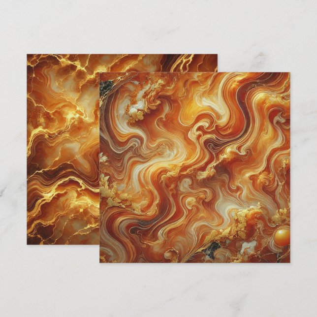 Printable Autumnal Marble Gold & Orange Scrapbook Invitation (Front/Back)