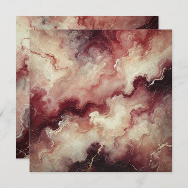 Printable Autumnal Marble Harvest Wine Scrapbook Invitation (Front/Back)