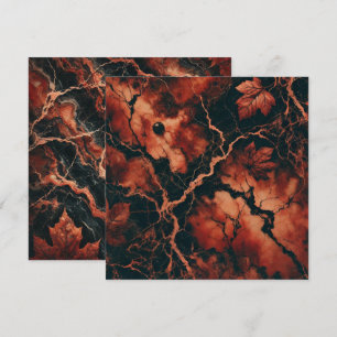 Printable Autumnal Marble Rusty Leaves Scrapbook Invitation