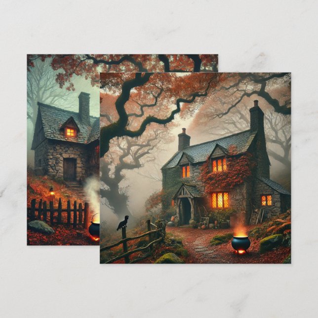 Printable Autumnal Whimsigoth Cottage Scrapbook Invitation (Front/Back)