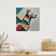 Printable beautiful geometric illustration Dog