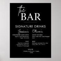 Printable Black Wedding Signature Drink Bar Sign