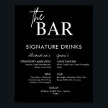 Printable Black Wedding Signature Drinks Bar Menu Poster<br><div class="desc">Modern wedding signature drinks bar menu features the Bride and Groom's signature drinks and room for additional drink choices. Printable wedding signs are the perfect way to print your wedding signs at home. Simply download the size you need and print at your local office supply store or at home.</div>