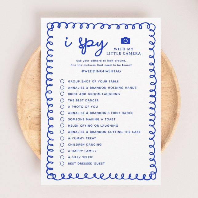 Printable Blue I Spy Wedding Photo Hunt Game Program (Creator Uploaded)