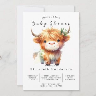  Printable Bohemian Happy Cow Baby Shower Invitation