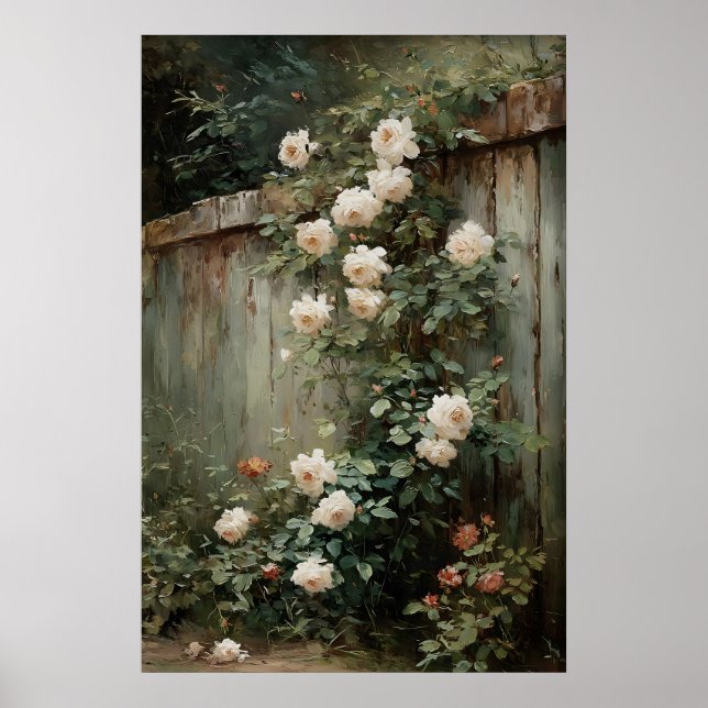 Printable Bunch Roses Wall Art, Antique Spring Poster (Front)