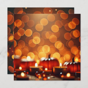 Printable Candle Lit Pumpkins Bokeh Scrapbook Invitation