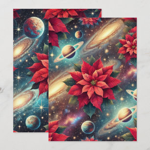 Printable Celestial Poinsettia Pattern Scrapbook Invitation