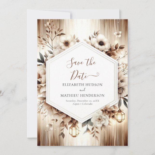 Printable Chic Rustic Wedding Save The Date (Front)