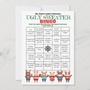 Printable Christmas Bingo-Ugly Sweater Party Game Invitation