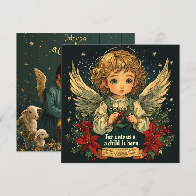 Printable Christmas Christ Child Bible Verse Paper Invitation (Front/Back)