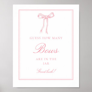 Printable Coquette Pink Guess How Many Bows Game Poster