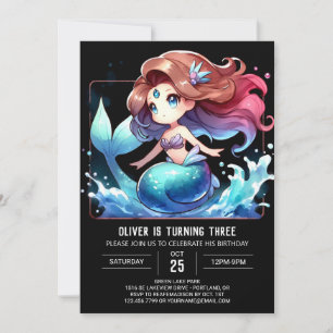 Printable Cute Mermaid Birthday Invitation